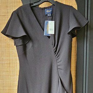 SHOSHANNA MIDNIGHT Black Flutter Sleeve Ruched Ruffle Dress 10 Holiday Party